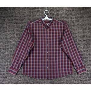 Untuckit Shirt Mens 2XL Blue Gray Red Plaid Long Sleeve Wrinkle Free Preppy